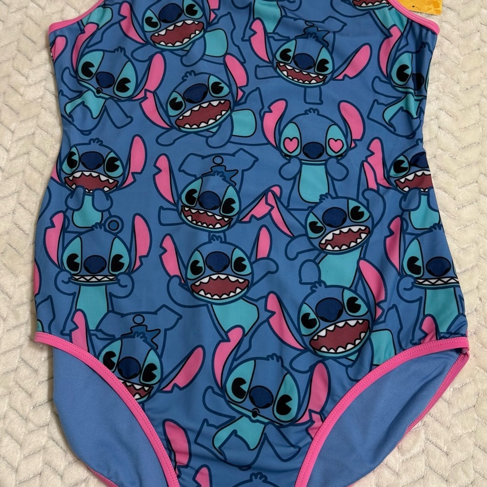 Disney Stitch Blue and Pink Cartoon Character Swimsuit. Size L.G